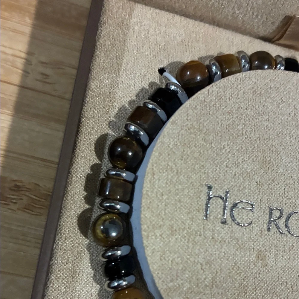 Rocks Silver Plated Bracelet with Brown and Black Beads